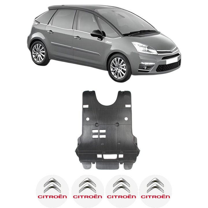 Scut motor CITROEN C4 PICASSO I MPV (UD_) din 2006-2013, protectie auto, plastic, 4x Stickere auto cu CITROEN