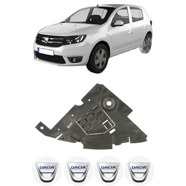 Scut motor DACIA SANDERO II din 2012-2016, protectie auto, plastic, 4x Stickere auto cu DACIA