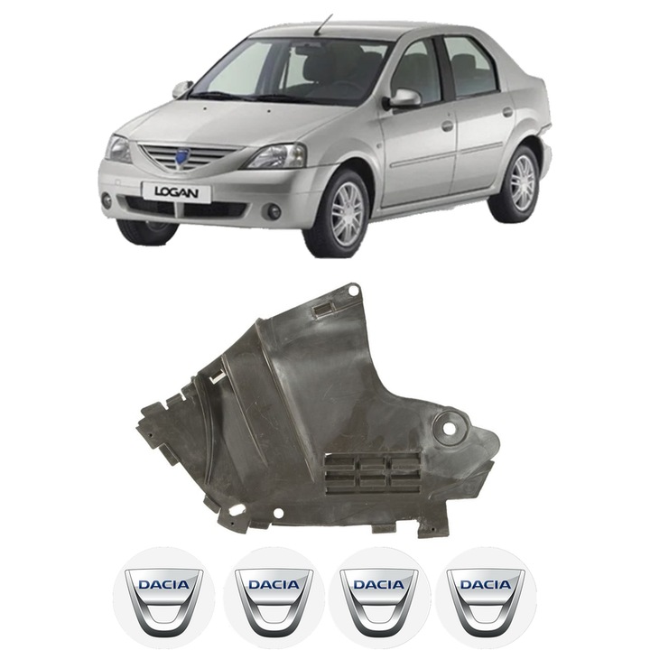 Scut motor DACIA LOGAN (LS_) din 2004-2012, protectie auto, plastic, 4x Stickere auto cu DACIA