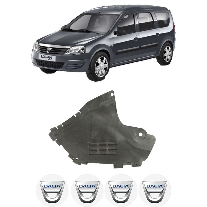 Scut motor DACIA LOGAN MCV (KS_) din 2007-2013, protectie auto, plastic, 4x Stickere auto cu DACIA