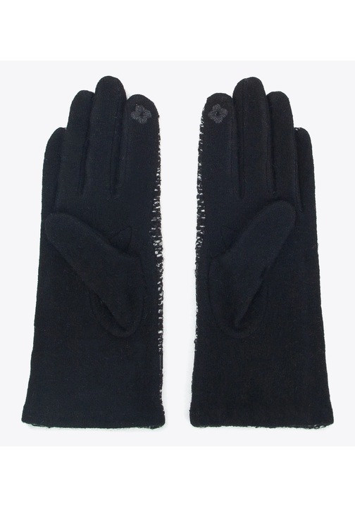 Manusi de dama din material boucle, alb-negru, lana, alb-negru, universale