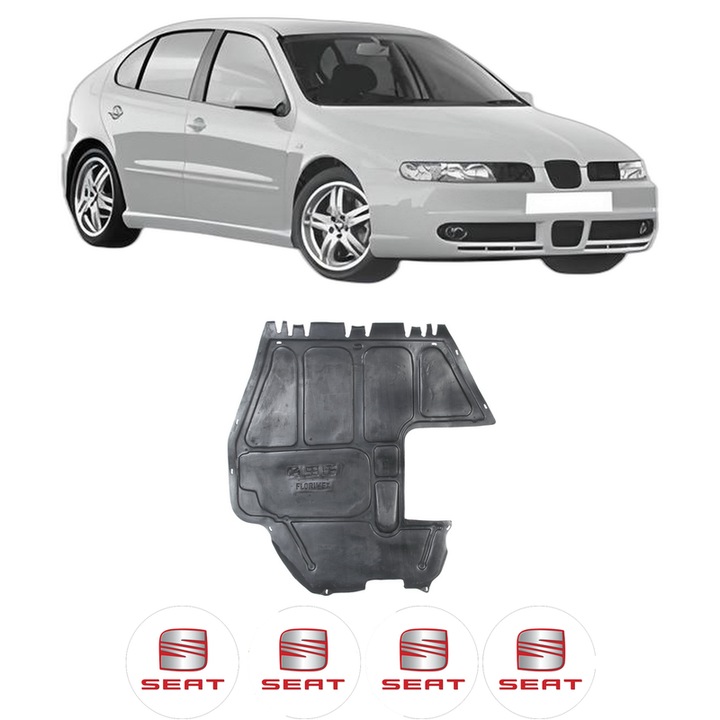 Scut motor SEAT LEON (1M1) din 1999-2006, protectie auto, plastic, 4x Stickere auto cu SEAT