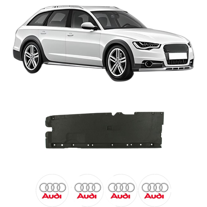 Scut motor AUDI A6 Allroad C7 (4GH, 4GJ) din 2012-2018, protectie auto, plastic, 4x Stickere auto cu AUDI