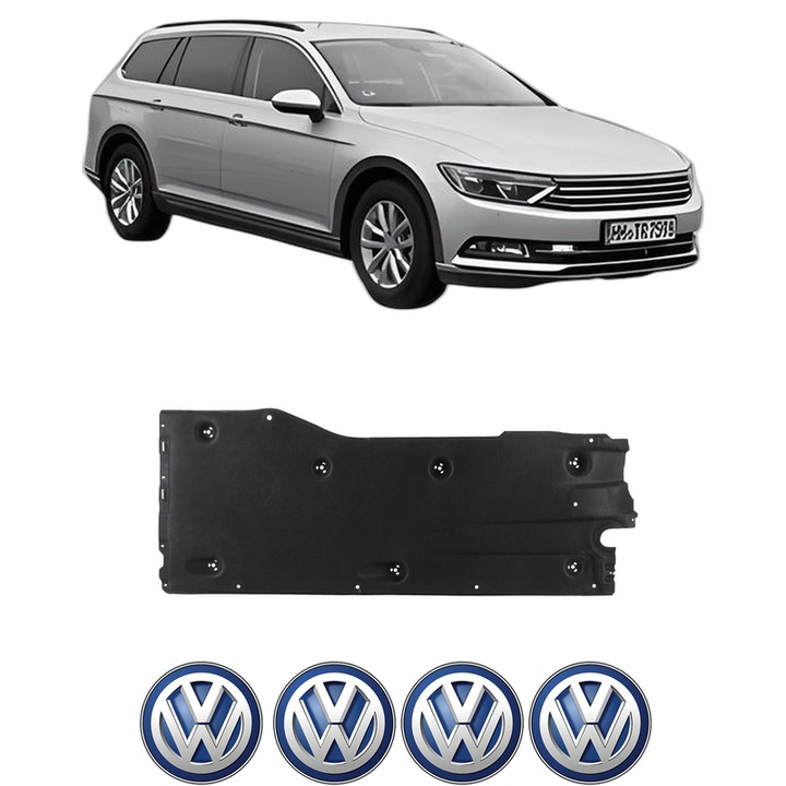 Scut motor Volkswagen PASSAT ALLTRACK B8 Variant (3G5, CB5) din 2014-2024, protectie auto, plastic, 4x Stickere auto cu Volkswagen
