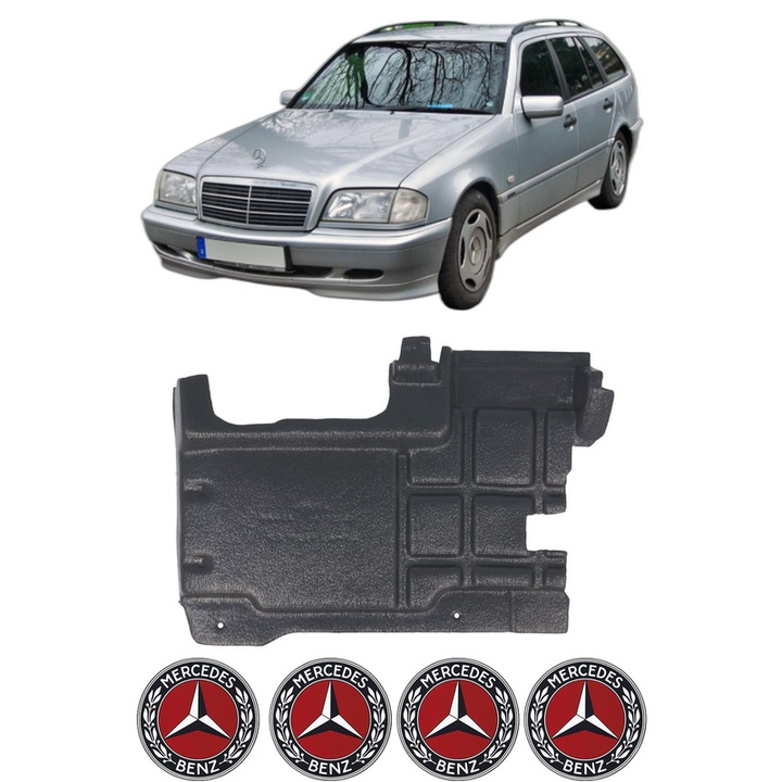 Scut motor MERCEDES-BENZ C-CLASS T-Model (S202) din 1995-2006, protectie auto, plastic, 4x Stickere auto cu MERCEDES-BENZ