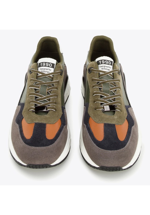 Tenisi barbatesti Wittchen, piele naturala, herringbone, verde si gri