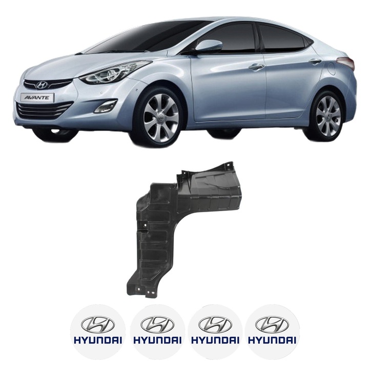 Scut motor HYUNDAI ELANTRA V Saloon (MD, UD) din 2010-2016, protectie auto, plastic, 4x Stickere auto cu HYUNDAI