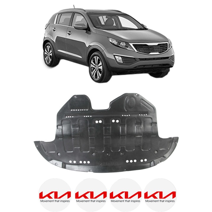 Scut motor KIA SPORTAGE III (SL) din 2006-2012, protectie auto, plastic, 4x Stickere auto cu KIA