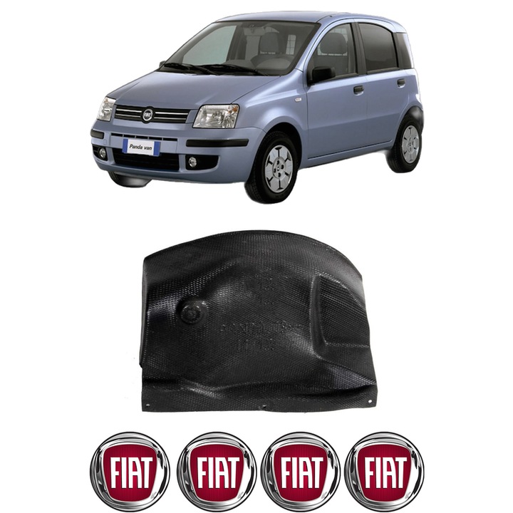 Scut motor FIAT PANDA (169_) din 1991-1998, protectie auto, plastic, 4x Stickere auto cu FIAT