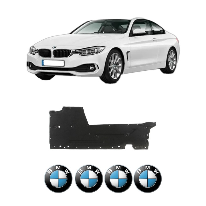 Scut motor BMW Seria 4 Coupe (F32, F82) din 2013-2020, protectie auto, plastic, 4x Stickere auto cu BMW
