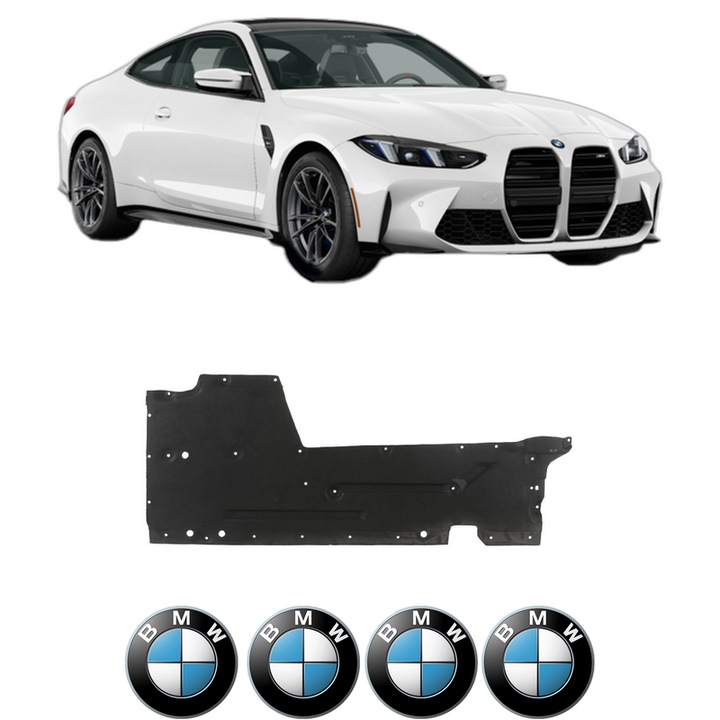 Scut motor BMW Seria 4 Coupe (G22, G82) din 2020-2021, protectie auto, plastic, 4x Stickere auto cu BMW