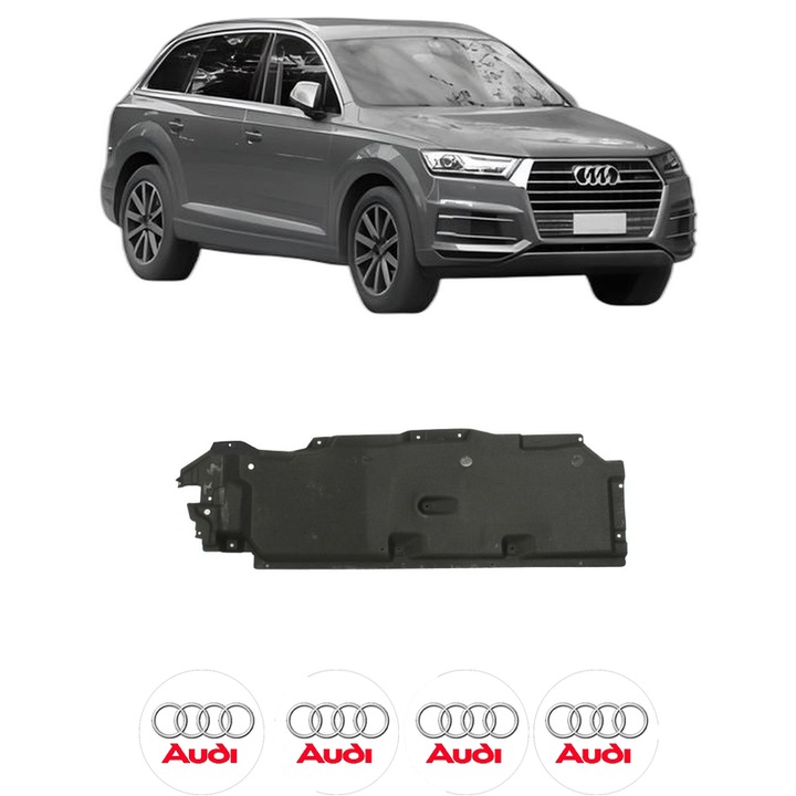 Scut motor AUDI Q7 (4MB, 4MG, 4MQ) din 2012-2020, protectie auto, plastic, 4x Stickere auto cu AUDI