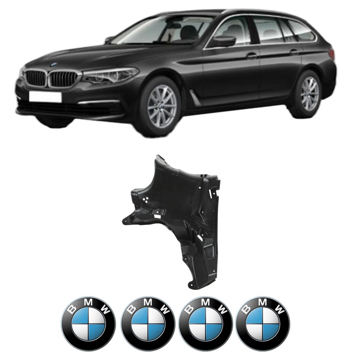 Scut motor BMW Seria 5 Touring Van (G31) din 2017-2019, protectie auto, plastic, 4x Stickere auto cu BMW