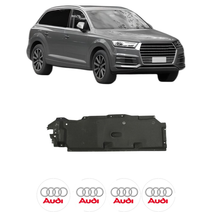 Scut motor AUDI Q7 Van (4MB, 4MG) din 2012-2022, protectie auto, plastic, 4x Stickere auto cu AUDI