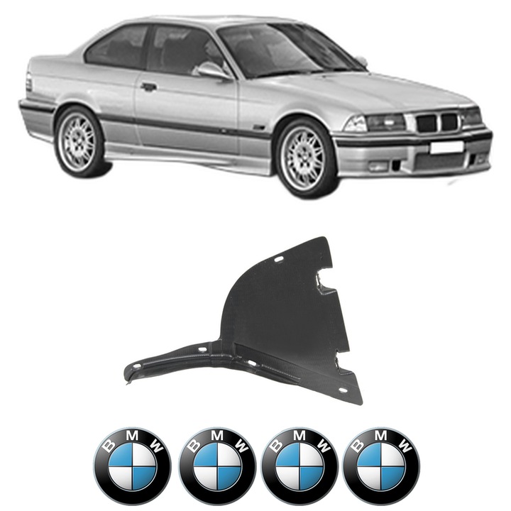 Scut bara BMW Seria 3 Coupe (E36) din 1991-1999, protectie auto, plastic, 4x Stickere auto cu BMW