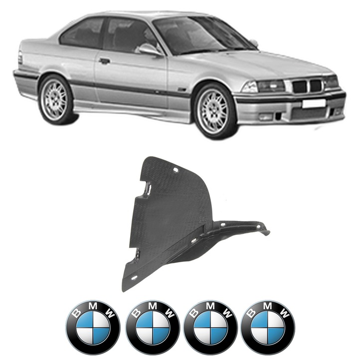 Scut bara BMW Seria 3 Coupe (E36) din 1991-1999, protectie auto, plastic, 4x Stickere auto cu BMW