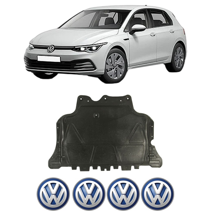 Scut motor Volkswagen GOLF VIII (CD1, DA1) din 2024, protectie auto, plastic, 4x Stickere auto cu Volkswagen