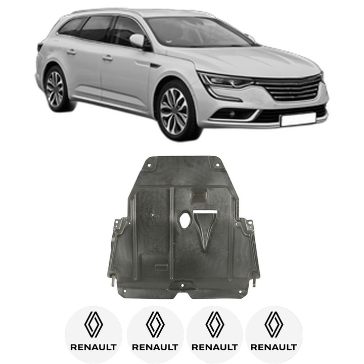 Scut motor RENAULT TALISMAN Grandtour (KP_) din 2016-2022, protectie auto, plastic, 4x Stickere auto cu RENAULT