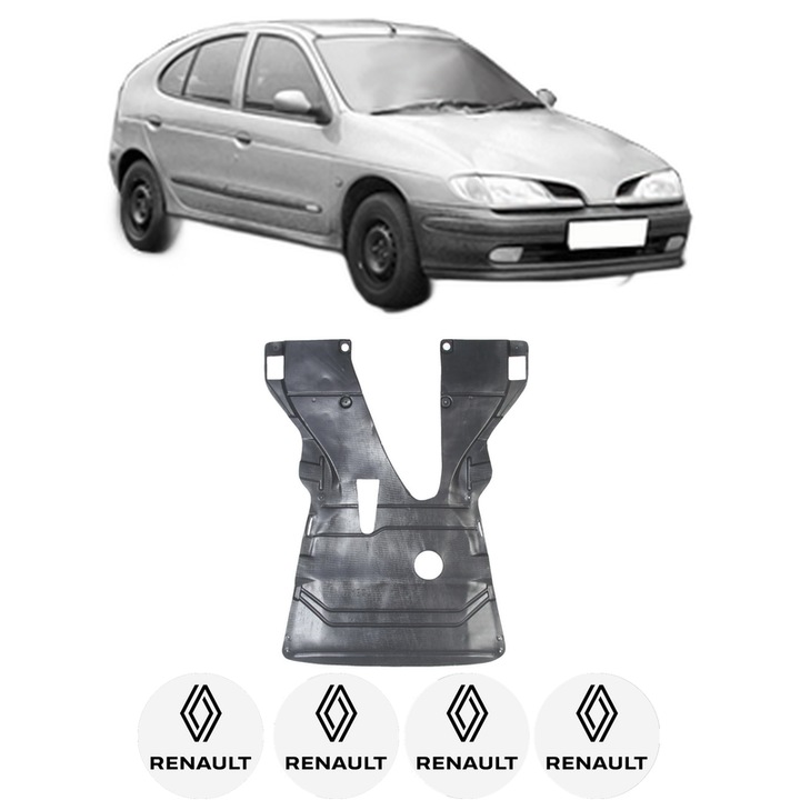 Scut motor RENAULT MEGANE I (BA0/1_) din 1996-2008, protectie auto, plastic, 4x Stickere auto cu RENAULT