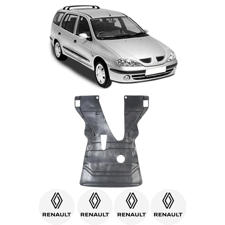Scut motor RENAULT MEGANE I Grandtour (KA0/1_) din 1999-2003, protectie auto, plastic, 4x Stickere auto cu RENAULT