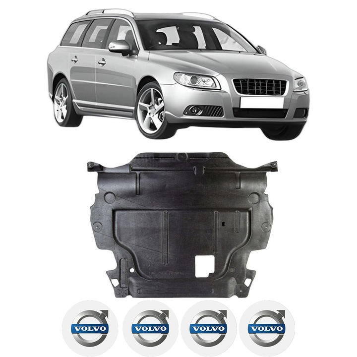 Scut motor VOLVO V70 III (135) din 2007-2016, protectie auto, plastic, 4x Stickere auto cu VOLVO