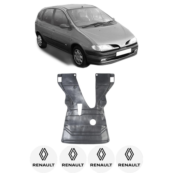 Scut motor RENAULT MEGANE Scénic (JA0/1_) din 1997-1999, protectie auto, plastic, 4x Stickere auto cu RENAULT