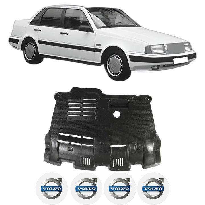 Scut motor VOLVO 460 (464) din 1988-1996, protectie auto, plastic, 4x Stickere auto cu VOLVO