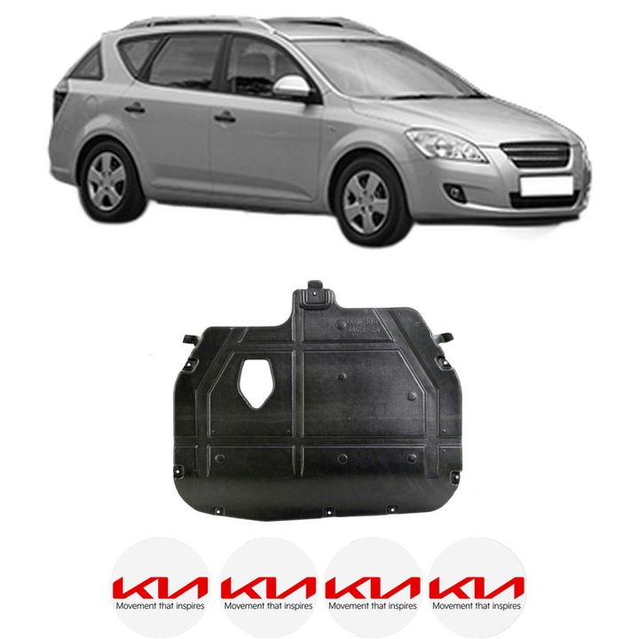 Scut motor KIA CEE'D SW (ED) din 2007-2012, protectie auto, plastic, 4x Stickere auto cu KIA