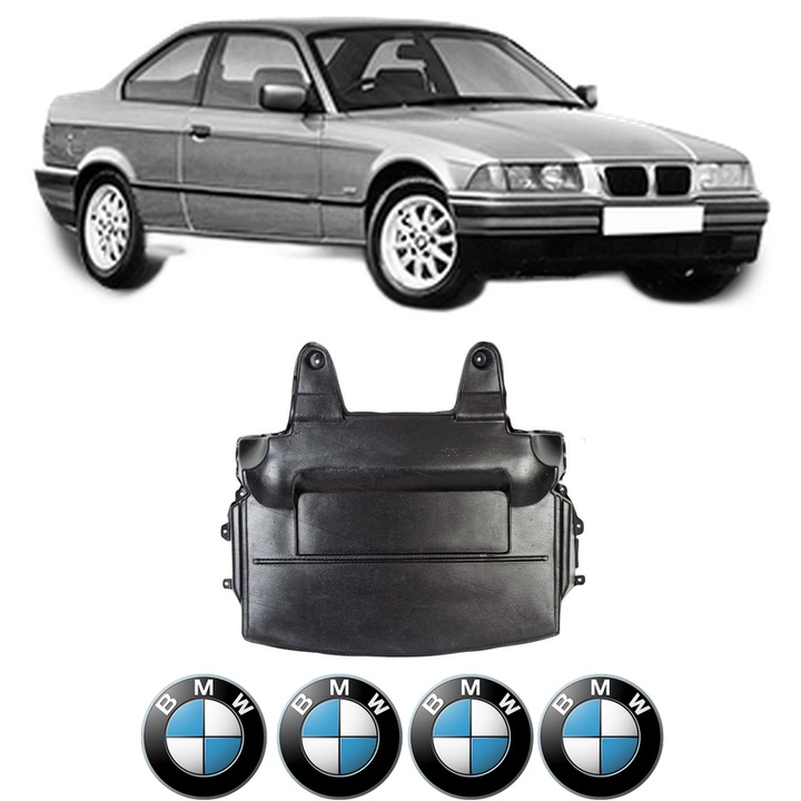 Scut motor BMW Seria 3 (E36) din 1990-1998, protectie auto, plastic, 4x Stickere auto cu BMW