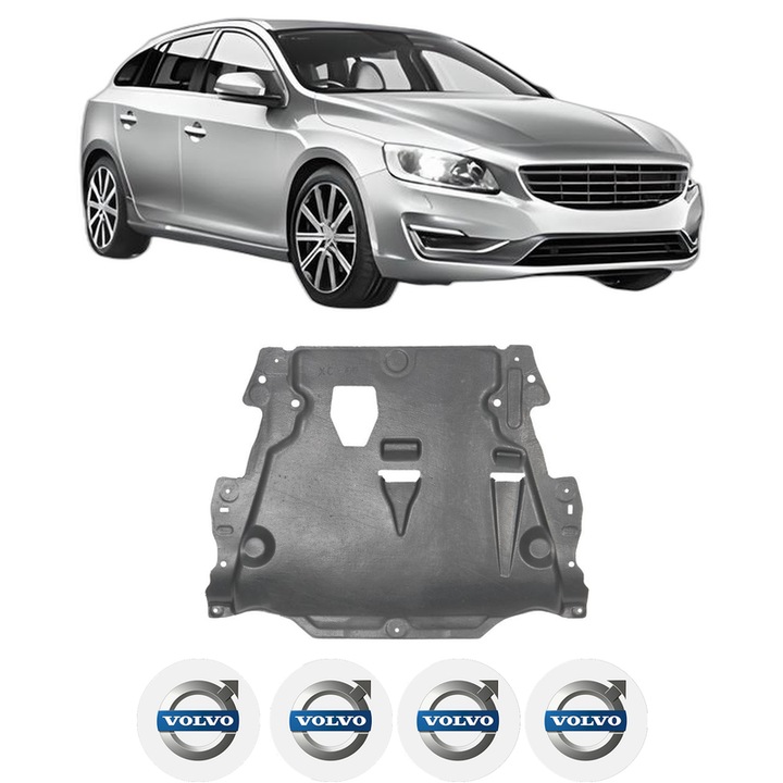 Scut motor VOLVO V60 I (155) din 2012-2015, protectie auto, plastic, 4x Stickere auto cu VOLVO