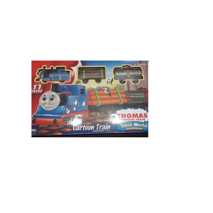 Set tren cu locomotiva THomas si 2 vagoane