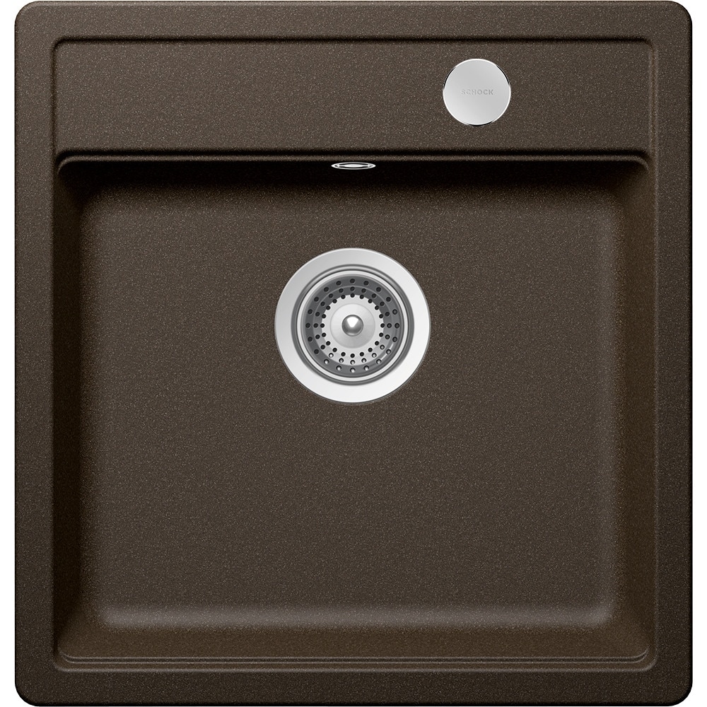 Chiuveta granit Schock Mono N-100S Bronze Cristadur 490 x 510 mm cu Sifon Automat, adancime cuva 180 mm, montare pe blat