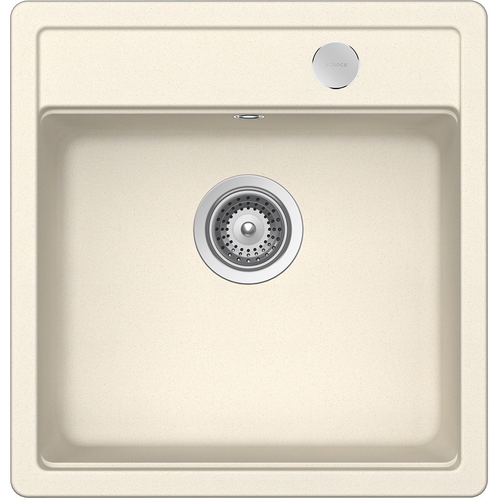 Chiuveta granit Schock Mono N-100S Magnolia Cristadur 490 x 510 mm cu Sifon Automat, adancime cuva 180 mm, montare pe blat