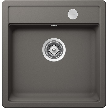 Chiuveta granit Schock Mono N-100S Silverstone Cristadur 490 x 510 mm cu Sifon Automat, adancime cuva 180 mm, montare pe blat Chiuveta granit Schock Mono N-100S Silverstone Cristadur 490 x 510 mm cu Sifon Automat, adancime cuva 180 mm, montare pe blat