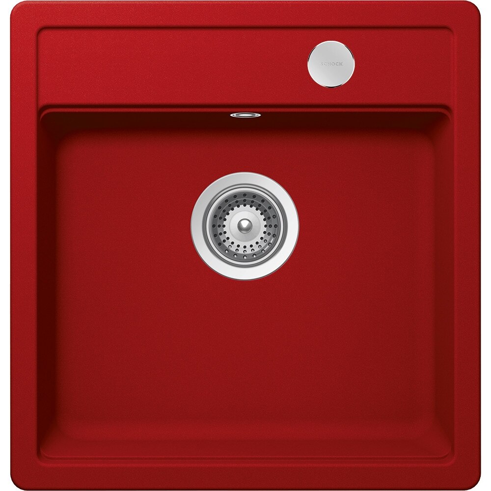 Chiuveta granit Schock Mono N-100S Rosu Cristadur 490 x 510 mm cu Sifon Automat, adancime cuva 180 mm, montare pe blat