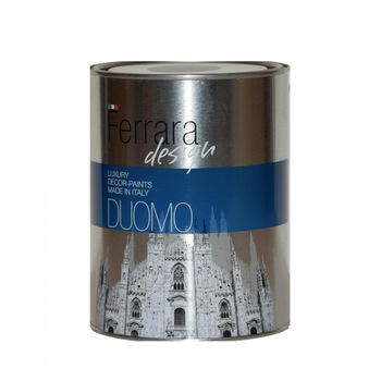 Vopsea decorativa perlata Duomo ,Ferrara Design, culoare argintie, pe baza de apa, pentru interior, 1 L Vopsea decorativa perlata Duomo ,Ferrara Design, culoare argintie, pe baza de apa, pentru interior, 1 L