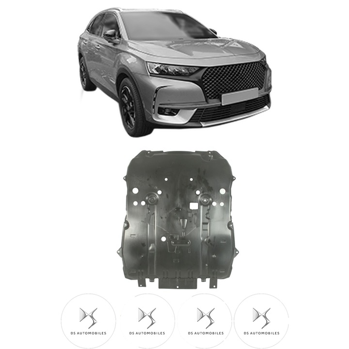 Scut motor DS DS 7 Crossback (J4_, JR_, JC_) din 2017-2022, protectie auto, plastic, 4x Stickere auto cu DS