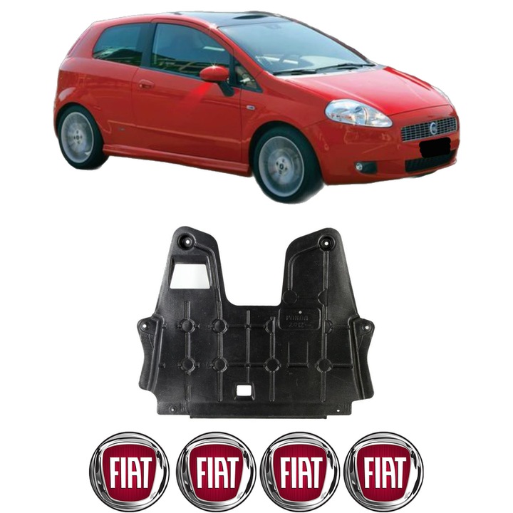 Scut motor FIAT PANDA (312_, 319_) din 2012-2022, protectie auto, plastic, 4x Stickere auto cu FIAT