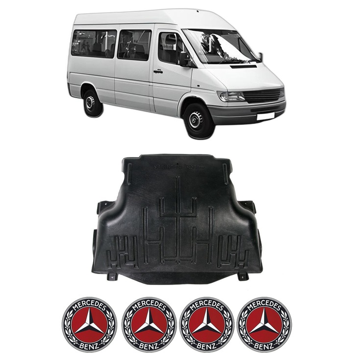 Scut motor MERCEDES-BENZ SPRINTER 4-t Bus (B904) din 1996-2006, protectie auto, plastic, 4x Stickere auto cu MERCEDES-BENZ