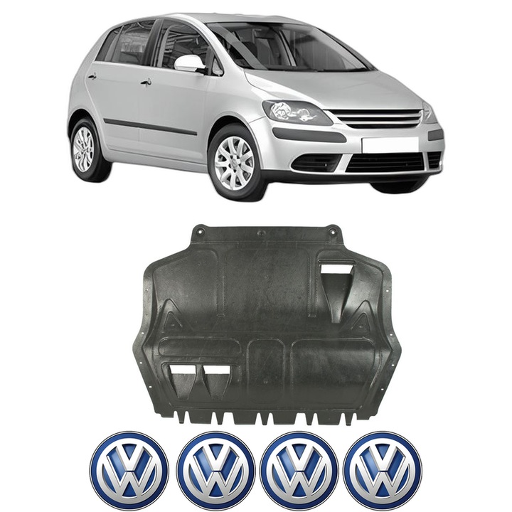 Scut motor Volkswagen GOLF PLUS V (5M1, 521) din 2004-2013, protectie auto, plastic, 4x Stickere auto cu Volkswagen
