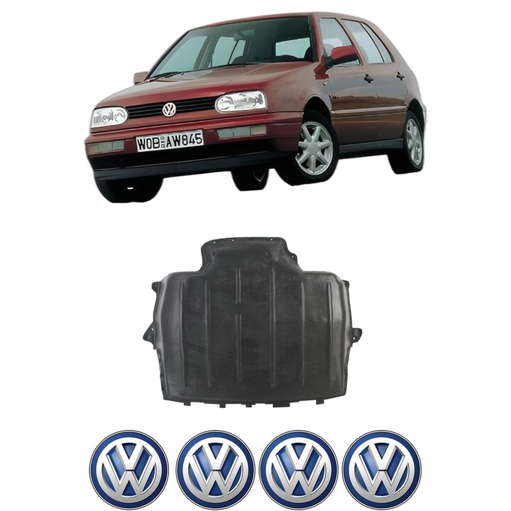 Scut motor Volkswagen GOLF III Van (1H1) din 1991-1997, protectie auto, plastic, 4x Stickere auto cu Volkswagen