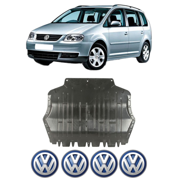 Scut motor Volkswagen TOURAN VAN (1T1, 1T2) din 2003-2010, protectie auto, plastic, 4x Stickere auto cu Volkswagen
