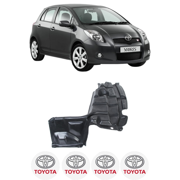 Scut motor TOYOTA YARIS (_P9_) din 2005-2014, protectie auto, plastic, 4x Stickere auto cu TOYOTA