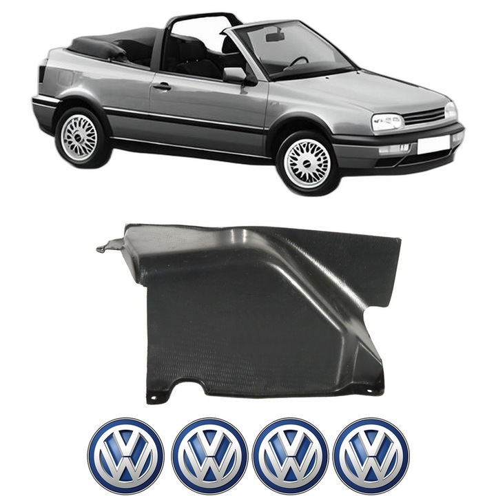 Scut motor Volkswagen GOLF III Cabriolet (1E7) din 1993-1998, protectie auto, plastic, 4x Stickere auto cu Volkswagen