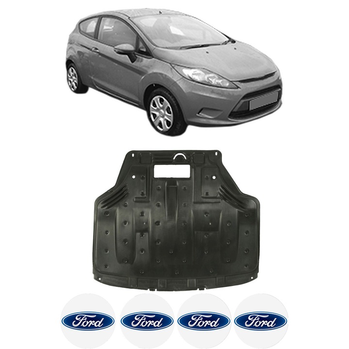 Scut motor FORD FIESTA VI (CB1, CCN) din 2008-2018, protectie auto, plastic, 4x Stickere auto cu FORD