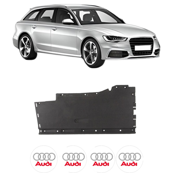 Scut motor AUDI A6 C7 Avant (4G5, 4GD) din 2011-2018, protectie auto, plastic, 4x Stickere auto cu AUDI