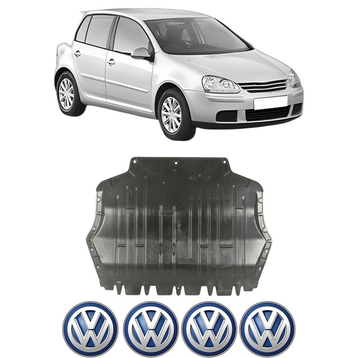 Scut motor Volkswagen GOLF V (1K1) din 2003-2009, protectie auto, plastic, 4x Stickere auto cu Volkswagen