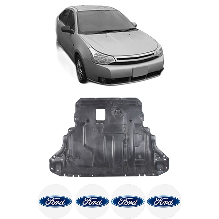 Scut motor FORD FOCUS din 1998-2021, protectie auto, plastic, 4x Stickere auto cu FORD