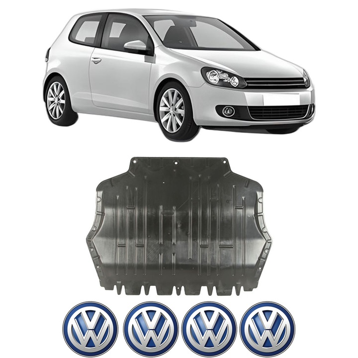 Scut motor Volkswagen GOLF VI (5K1) din 2008-2013, protectie auto, plastic, 4x Stickere auto cu Volkswagen
