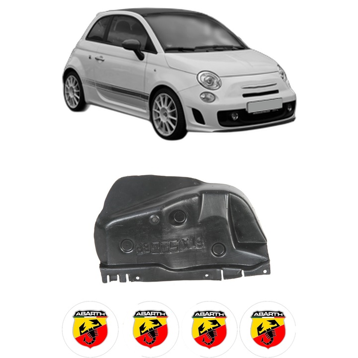 Scut motor ABARTH 500C / 595C / 695C din 2009-2011, protectie auto, plastic, 4x Stickere auto cu ABARTH